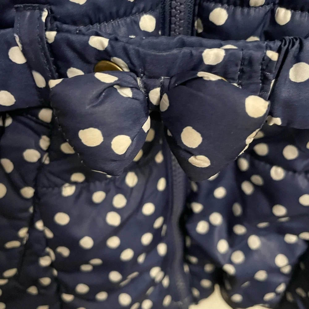 H&M Toddler Girls Size 1.5-2.5 Years Puffer Jacket Blue Polka Dots Outdoor Coat